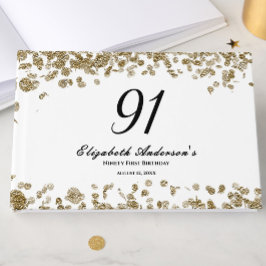 Livro De Visitas Elegant Minimalist Black and Gold 91st Birthday