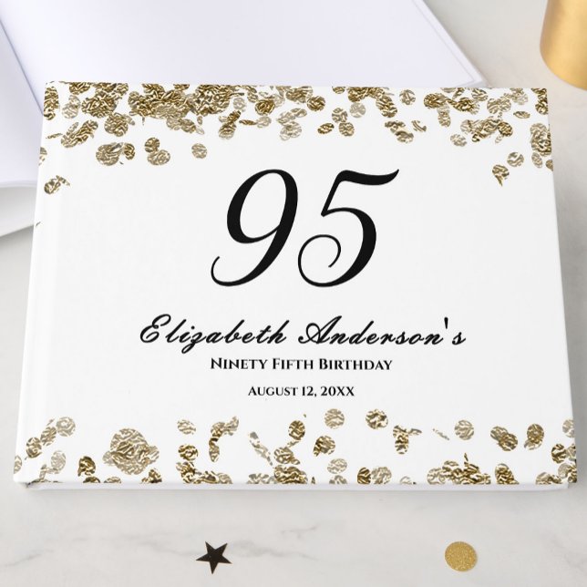 Livro De Visitas Elegant Minimalist Black and Gold 95th Birthday (Criador carregado)