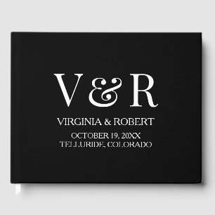 Livro De Visitas Elegant Minimalist Black and White Wedding