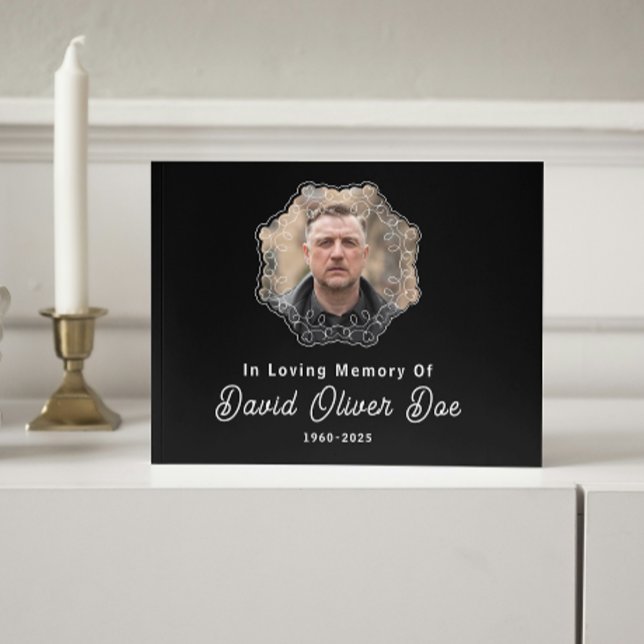 Livro De Visitas Elegant Minimalist Photo Classic Memorial Funeral (Elegant Minimalist Photo Classic Memorial Funeral Guest Book black and white custom text picture)