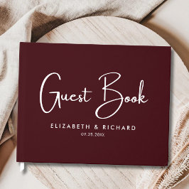 Livro De Visitas Elegant & Modern Burgundy Wedding