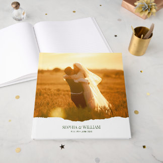 Livro De Visitas Elegant Modern Photo Torn Paper Wedding Guest Book