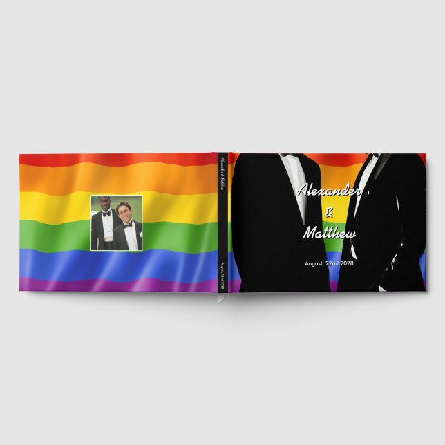 Livro De Visitas Elegant Modern Rainbow Gay Men Wedding  (Completo)