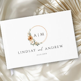 Livro De Visitas Elegant Monogram Copper Earthy Botanical