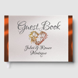 Livro De Visitas Elegant Pearl & Copper Ribbon