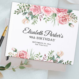Livro De Visitas Elegant pink floral 90th birthday party 