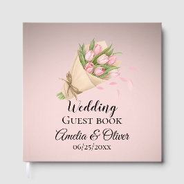 Livro De Visitas Élégant Pink Tulipes Bouquet Wedding