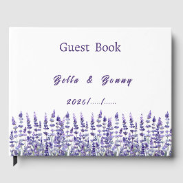 Livro De Visitas Elegant Purple Lavender Floral Wedding 