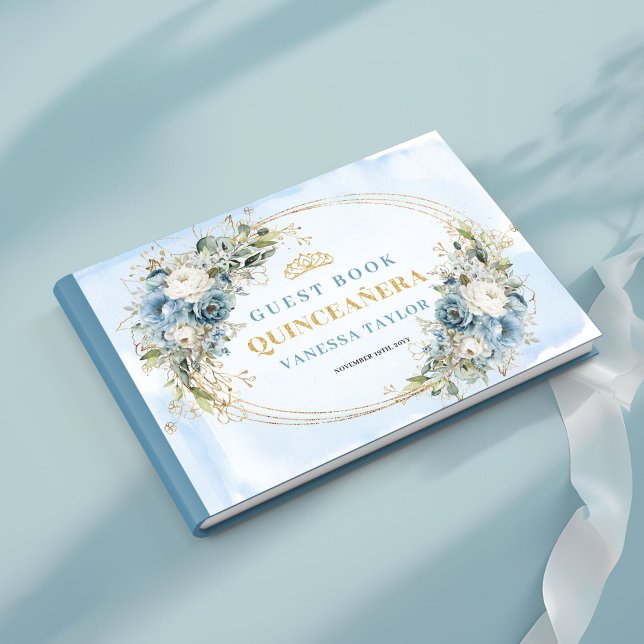 Livro De Visitas Elegant Quince Guest Book Boho Blue Gold Botanical (Elegant Quince Guest Book Boho Blue Gold Botanical)