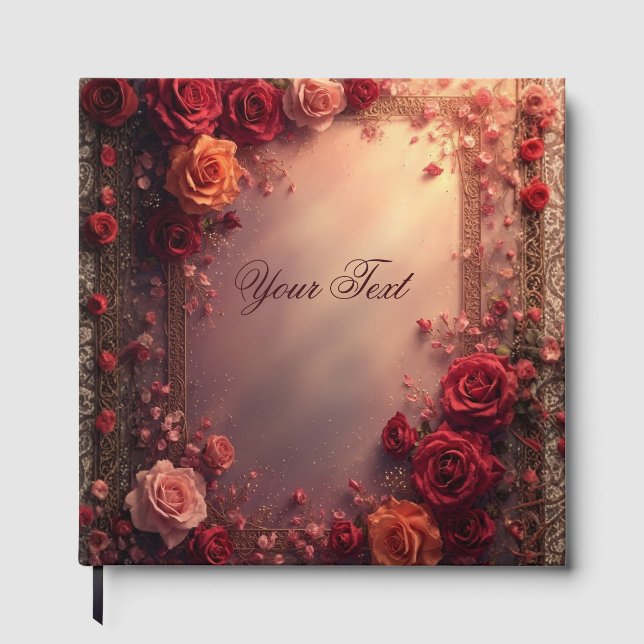 Livro De Visitas Elegant Red and Pink Wedding Roses (Frente)