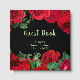 Livro De Visitas Elegant Red Roses Flowers Sweet Sixteen