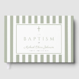 Livro De Visitas Elegant Religious Sage Green Baptism