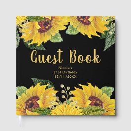 Livro De Visitas Elegant Sunflowers and Foliage Birthday Party