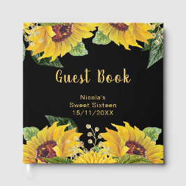 Livro De Visitas Elegant Sunflowers and Foliage Sweet Sixteen