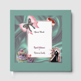 Livro De Visitas Elegant Teal & Blush Floral Wedding Guestbook
