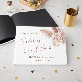 Livro De Visitas Elegant Watercolor Floral Wedding Guest Book