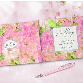 Livro De Visitas Elegant Watercolor Pink Hydrangea Garden Wedding