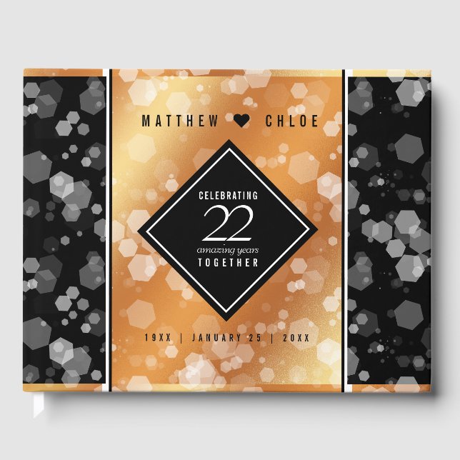 Livro De Visitas Elegante 22º Aniversário de Bodas de Cobre (Frente)