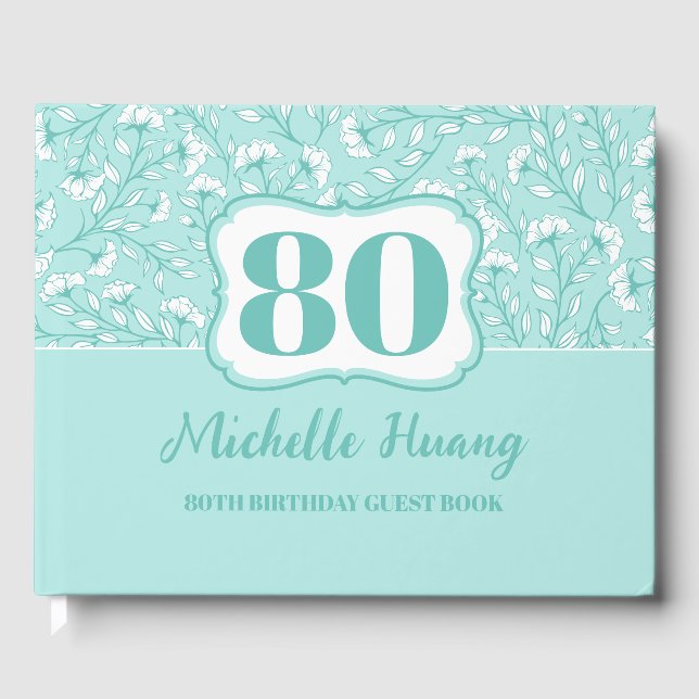 Livro De Visitas Elegante 80 Birthday Guest Book (Frente)