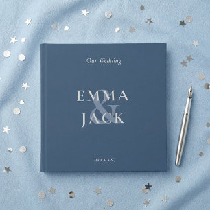 Livro De Visitas Elegante Ampersand Minimalista Azul para Casamento