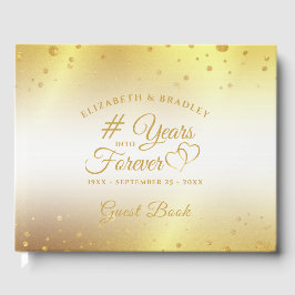Livro De Visitas Elegante Aniversário Corações Dourados ANOS NO PAR