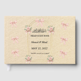 Livro De Visitas Elegante Arco de Ouro Rosa Floral Pérola Casamento