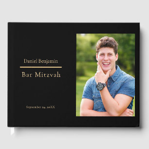 Livro De Visitas Elegante Bar de Foto Dourada Mitzvah