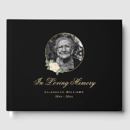Livro De Visitas Elegante Black Yellow Rose Foto Funeral Floral