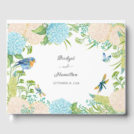 Livro De Visitas Elegante Blue Hydrangea