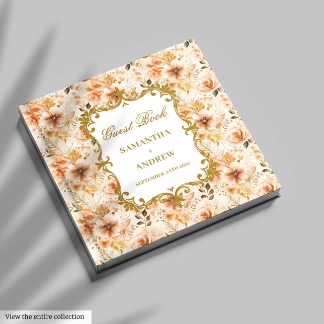 Livro De Visitas Elegante Blush Dourado Wedding Guest Book Signing (Elegant Blush Gold Wedding Guest Book Signing)