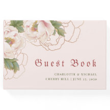 Elegante Blush Pink Peony Floral Guest Book