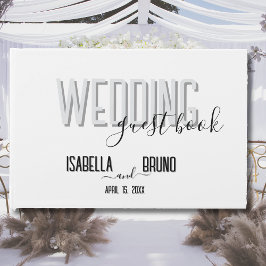 Livro De Visitas Elegante Boas-Vindas de Casamento Preto e Branco