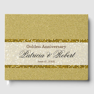 Livro De Visitas Elegante Brilho Dourado  50º Aniversário