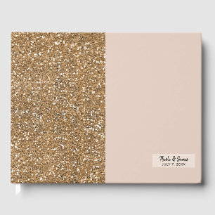 Livro De Visitas Elegante Brilho Moderno Rosa Dourado Rubor Festa G