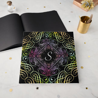 Livro De Visitas Elegante Caligrafia de Trabalho de Rolagem Arco-ír