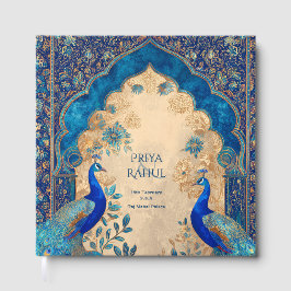 Livro De Visitas Elegante Casamento Muçulmano com pavão vintage ind