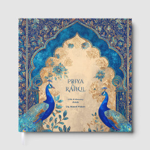 Livro De Visitas Elegante Casamento Muçulmano com pavão vintage ind