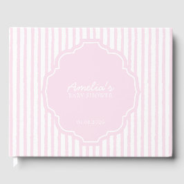 Livro De Visitas Elegante Chá de fraldas de Garota Rosa-Rosa-Estirp