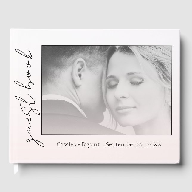 Livro De Visitas Elegante Chic Modern Blush Pink Casamento de Convi (Frente)