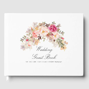 Livro De Visitas Elegante cora o casamento floral cor-de-rosa