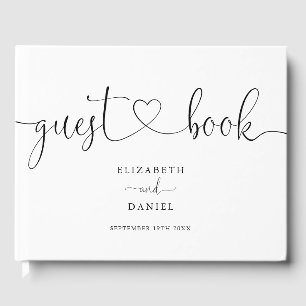 Livro De Visitas Elegante Coração Preto E Branco Casamento Letra
