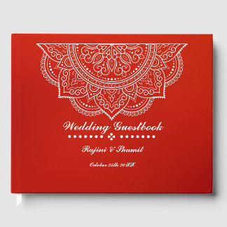 Livro De Visitas Elegante Crimson Paisley Mandala