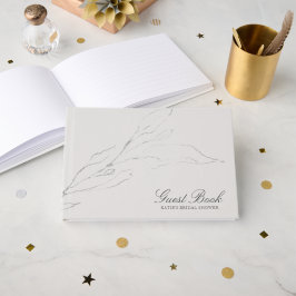 Livro De Visitas Elegante Desenho a Lápis em Cinza de Galho de Árvo
