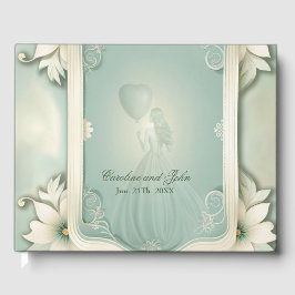 Livro De Visitas Elegante design floral verde-mole.