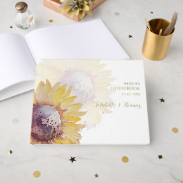 Livro De Visitas Elegante e Encantador Girassol Aquarela