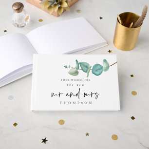 Livro De Visitas Elegante Eucalyptus New Mrs Name Wedding