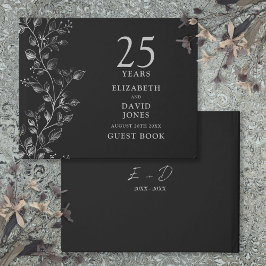 Livro De Visitas Elegante Floral Prata Bodas de Prata 25 Anos de Ca