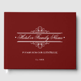Livro De Visitas Elegante Hotel Ou Família Personalizada Vermelha E