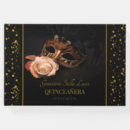 Livro De Visitas Elegante Mascarada e Rosa Branca