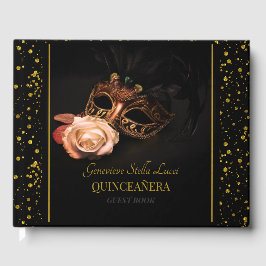Livro De Visitas Elegante Mascarada e Rosa Branca